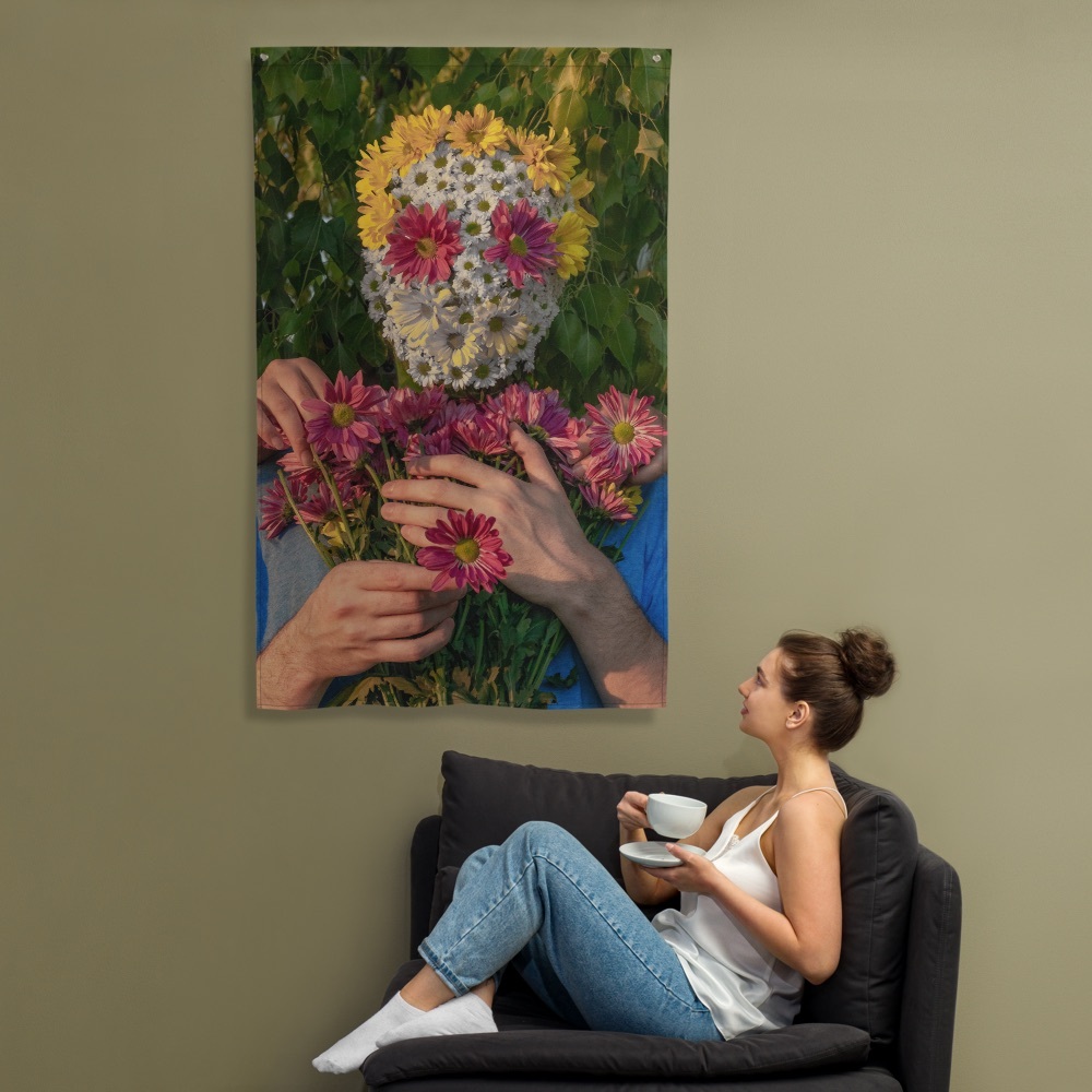 “Flower Man” by KBR - Surreal Psychedelic Fine Art Photography Tapestry Flag